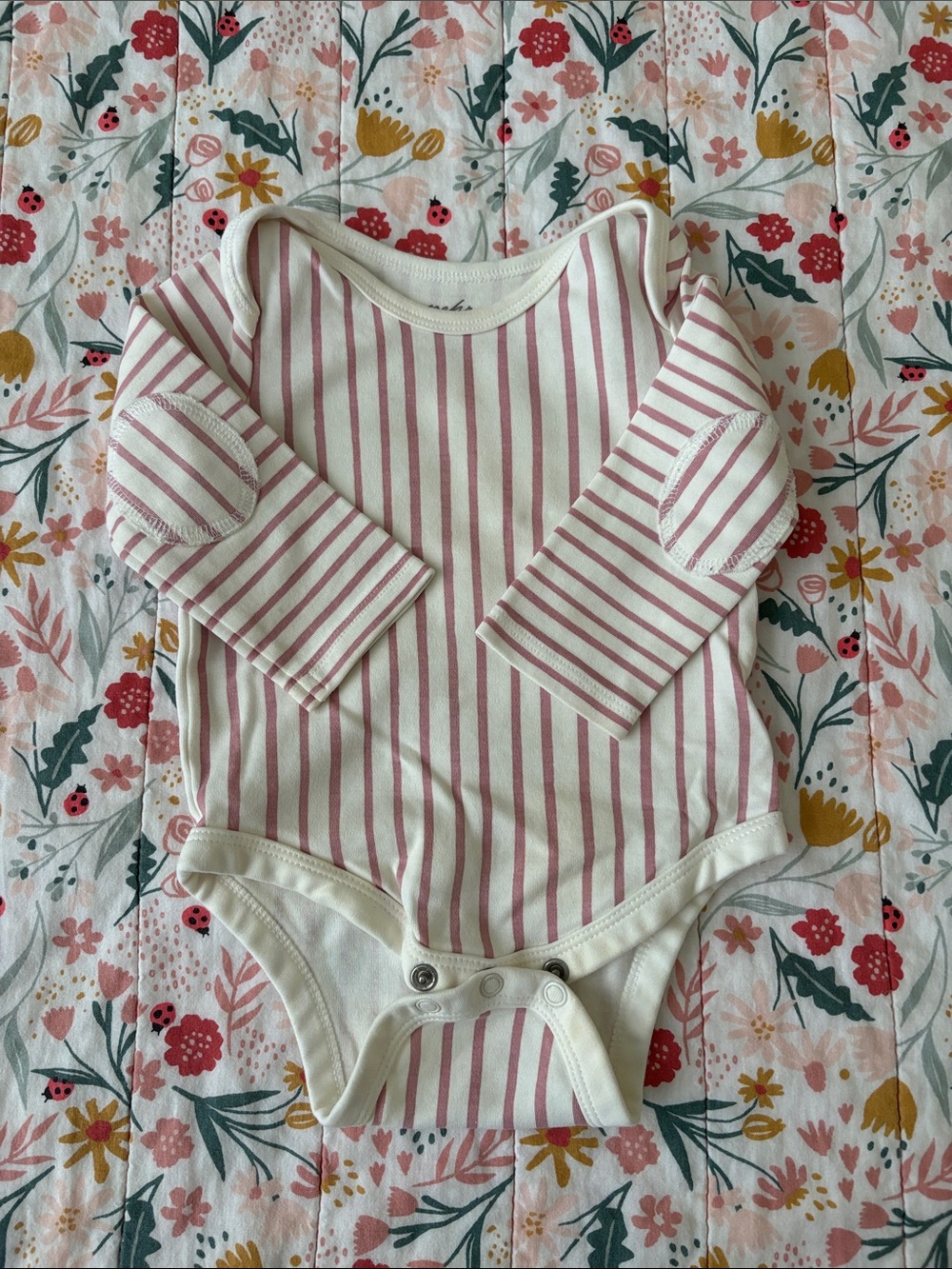 Pehr Striped Cream & Pink Long-Sleeve Baby Bodysuit